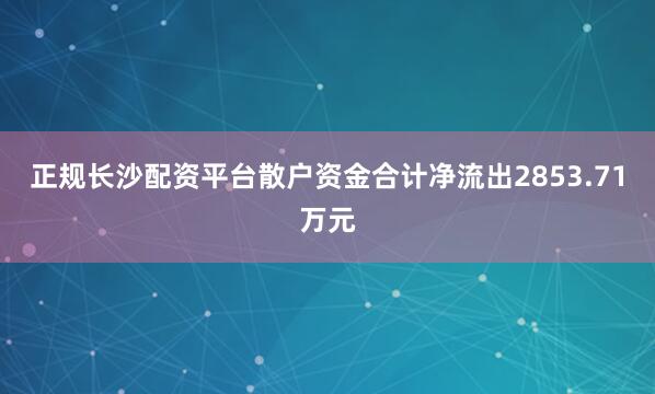 正规长沙配资平台散户资金合计净流出2853.71万元